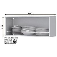 Armário Aéreo p/ Cozinha  Americana c/ 1 Porta Basculante 80cm Branco - Henn - 3