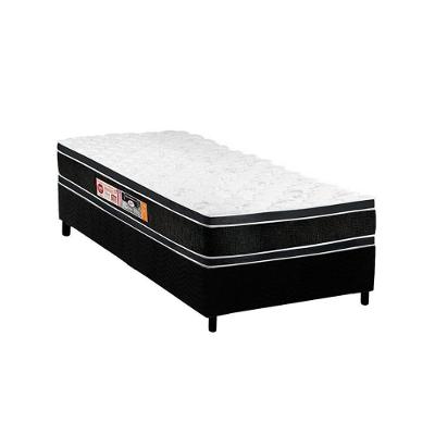 Cama Box Solteiro: Colchão Espuma Castor D33 Black e White Double Face + Base CRC Suede Black(88x188)