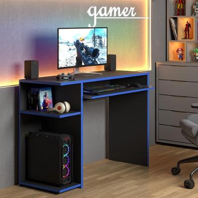 Mesa Para Computador Jm Xp - Mdp 1 Porta E 1 Gaveta Preto-azul - J3 Móveis