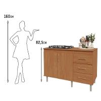 Balcão Para Cooktop 1,20m 5 Bocas 2 Portas E 3 Gavetas Turim Nature - 5