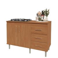 Balcão Para Cooktop 1,20m 5 Bocas 2 Portas E 3 Gavetas Turim Nature - 7