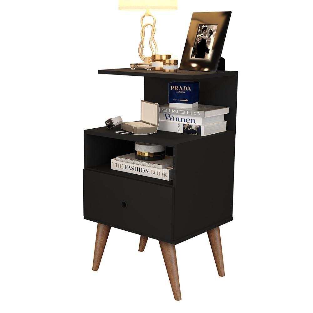 Mesa De Cabeceira Euro - Mdp 1 Gaveta Pintura Uv Preto - J3 Móveis - 6