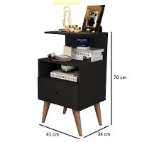 Mesa De Cabeceira Euro - Mdp 1 Gaveta Pintura Uv Preto - J3 Móveis - 2