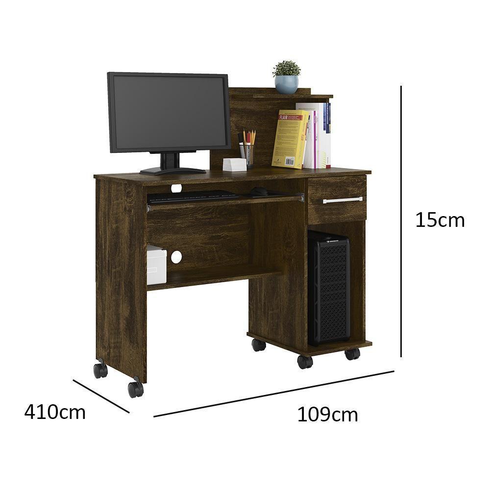 Escrivaninha Para Computador Office Studio - Mdp 1 Gaveta 1 Prateleira Canela - Lukaliam Móveis Canela - 2