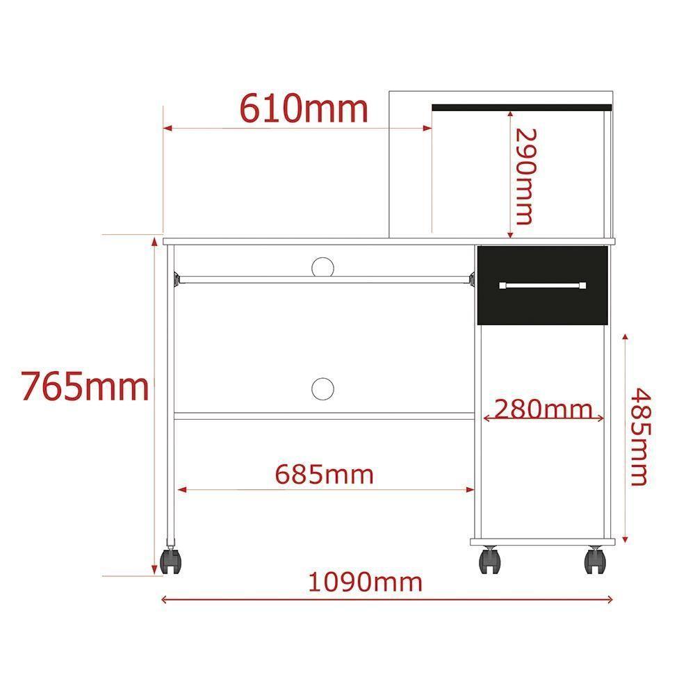 Escrivaninha Para Computador Office Studio - Mdp 1 Gaveta 1 Prateleira Canela - Lukaliam Móveis Canela - 3