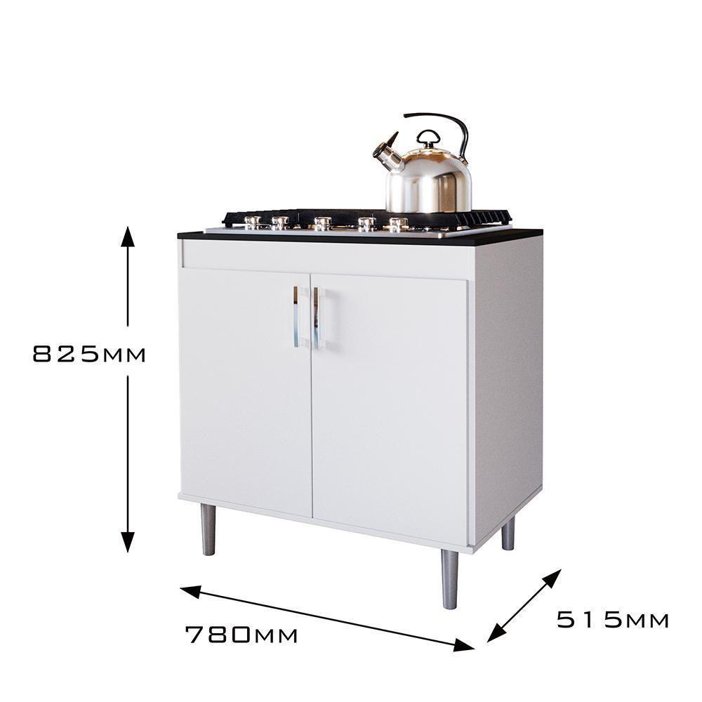 Balcão Para Cooktop Turim 80 Cm - 5 Bocas 2 Portas Em Mdf-mdp Branco - Movelove - 3