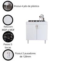Balcão Para Cooktop Turim 80 Cm - 5 Bocas 2 Portas Em Mdf-mdp Branco - Movelove - 2