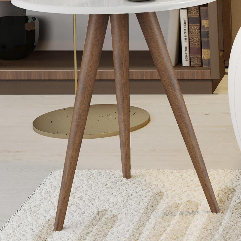 Conjunto 2 Mesas Retrô Natália - Pés Palito Lateral Apoio Mdf Mdp Branco - J3 Móveis - 3