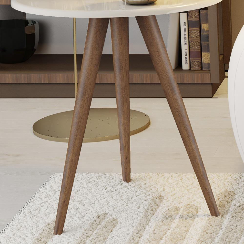 Conjunto 2 Mesas Retrô Natália - Pés Palito Lateral Apoio Mdf Mdp Off White - J3 Móveis - 3