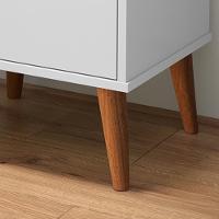 Kit 2 Mesas De Cabeceira Wood - Mdp 3 Gavetas Corrediças Metálicas Branco - Movelove