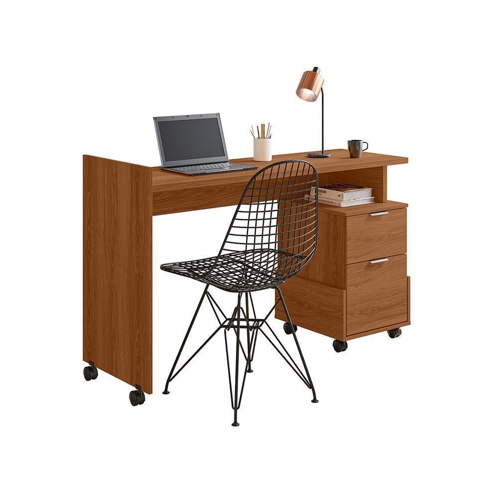 Mesa Escrivaninha 2 Gavetas Módulo 1 Office Alessa Lukaliam Móveis Jequitiba Jequitiba - 2