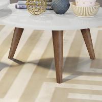 Conjunto 2 Mesas De Centro Redondas Grazi - Pé Palito Em Madeira Maciça Branco - J3 Móveis Branco - 2