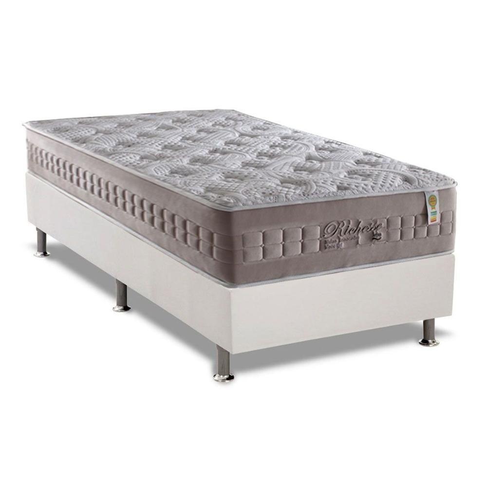 Cama Box Solteiro: Colchão Molas Ensacadas Anjos Masterpocket Richesse + Base White(88X188) - 1