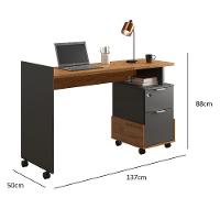 Escrivaninha Office Alessa M1 - Rodízios 2 Gavetas Amêndoa-chumbo - Lukaliam Móveis Amêndoa - Chumbo - 2