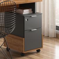 Escrivaninha Office Alessa M1 - Rodízios 2 Gavetas Amêndoa-chumbo - Lukaliam Móveis Amêndoa - Chumbo - 3