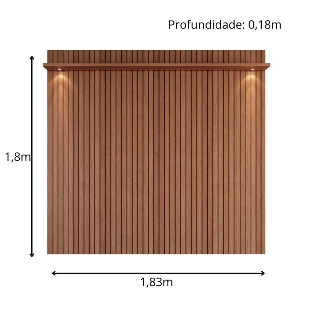 Painel River 1.8 Com Led + Rack Bancada Atlas 1.8 Jequitiba-off White Lukaliam Móveis Jequitiba Ripado-off White Jequitiba Ripado-off White - 3