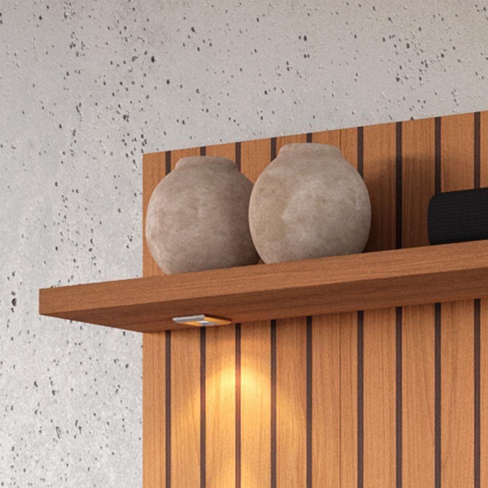 Painel River 1.8 Com Led + Rack Bancada Atlas 1.8 Jequitiba-off White Lukaliam Móveis Jequitiba Ripado-off White Jequitiba Ripado-off White - 7