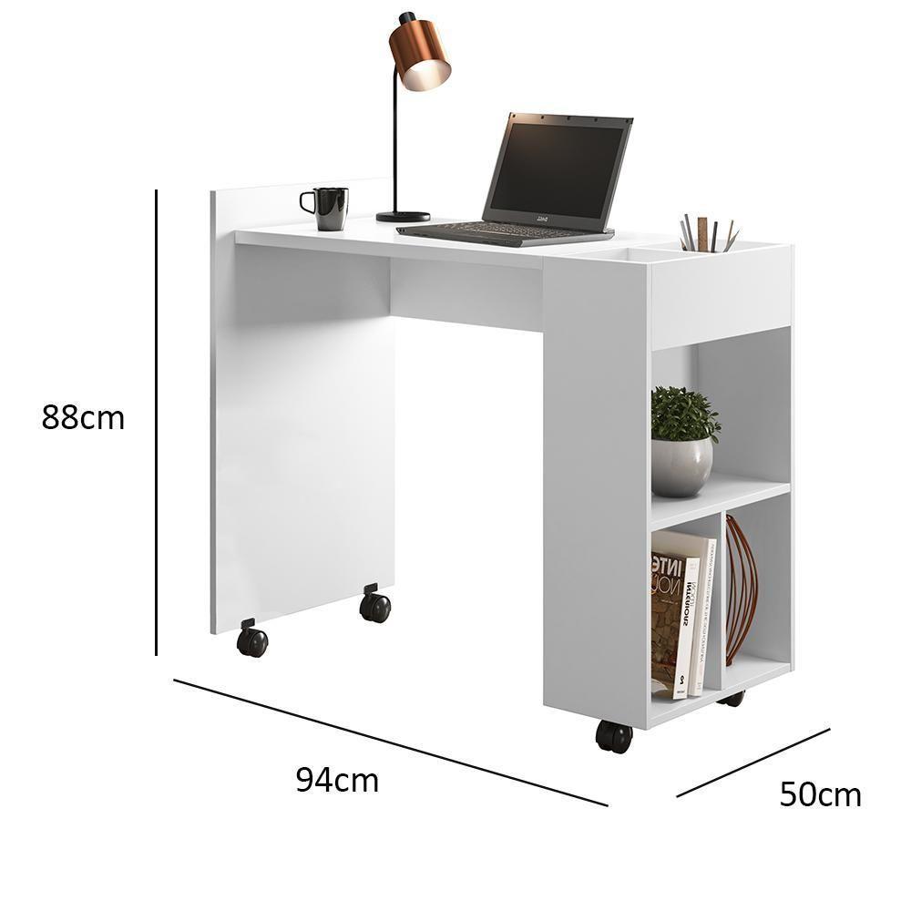 Cantinho Do Estudo Alessa M2 - Mdf 25mm Com 3 Espaços De Armazenamento E 2 Divisórias Branco - Lukaliam Móveis Branco - 2