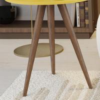 Conjunto 2 Mesas Retrô Natália - Pés Palito Lateral Apoio Mdf Mdp Amarelo - J3 Móveis - 3