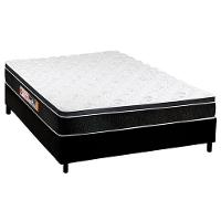 Cama Box Casal: Colchão Espuma Castor D45 Black e White Air + Base CRC Courano Black(138x188) - 1