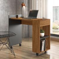 Cantinho Do Estudo Alessa M2 - Mdf 25mm Com 3 Espaços De Armazenamento E 2 Divisórias Amêndoa-chumbo - Lukaliam Móveis Amêndoa - Chumbo - 1