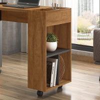 Cantinho Do Estudo Alessa M2 - Mdf 25mm Com 3 Espaços De Armazenamento E 2 Divisórias Amêndoa-chumbo - Lukaliam Móveis Amêndoa - Chumbo - 3