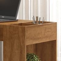 Escrivaninha Para Computador Office Com Nicho Alessa M2 Amêndoa Com Chumbo - Lukaliam Móveis - 3