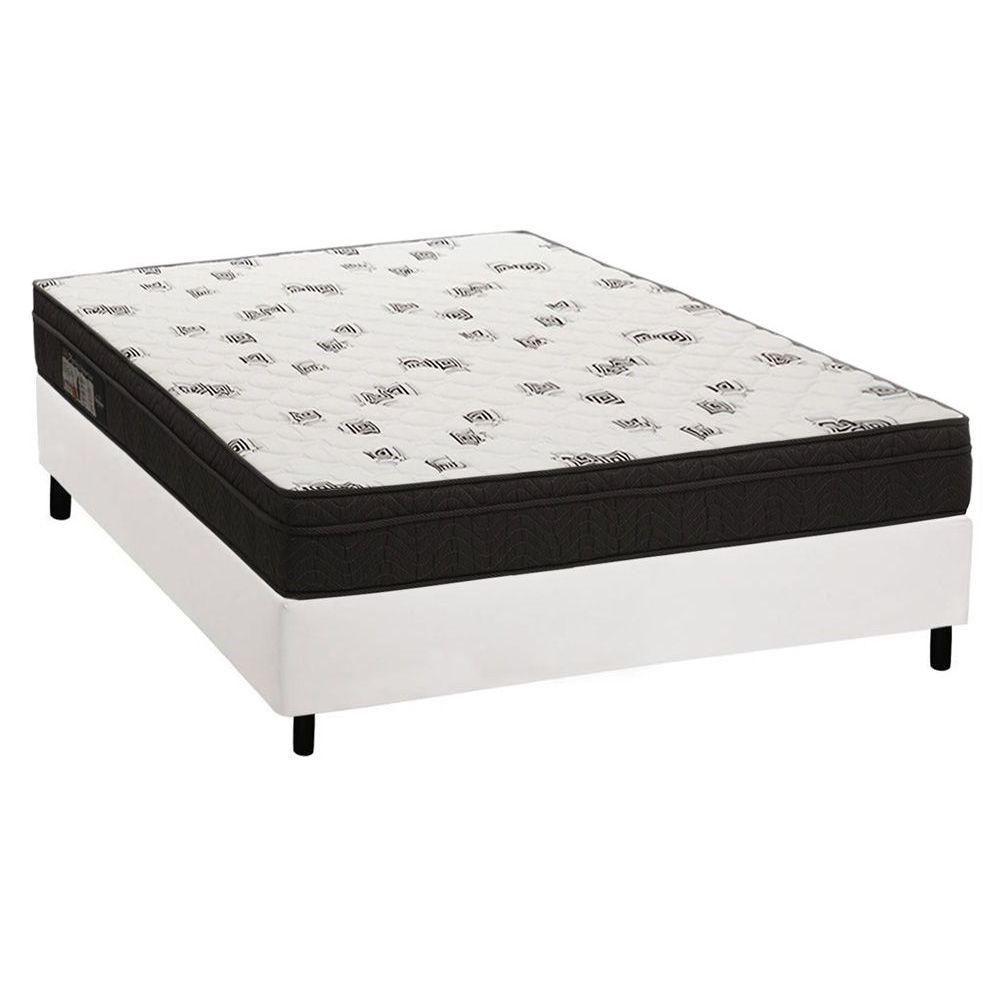 Cama Box Casal: Colchão Espuma Ortobom D45 Light + Base CRC Courano White(138x188) - 1