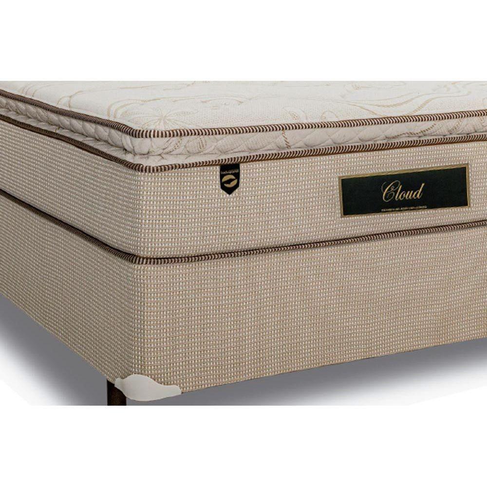 Cama Box King: Colchão Molas Ensacadas Luckspuma MasterPocket Cloud One Side + Base CRC Suede Clean(193x203) - 2