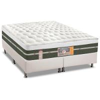 Cama Box Queen: Colchão Molas Bonnel Castor Silver Star Air + Base CRC Courano White(158x198) - 1