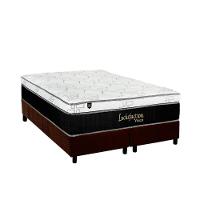Cama Box Queen: Colchão Molas Ensacadas Luckspuma MasterPocket Lucksfaction Viscoelástico + Base CRC Suede Brown(158x198) - 1