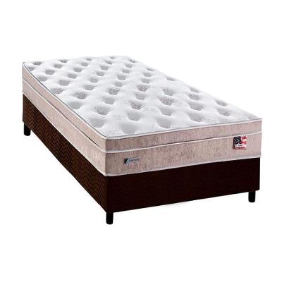 Cama Box Solteiro: Colchão Molas MasterPocket Ensacadas Plumatex   Miami + Base CRC Suede Brown(88x188)