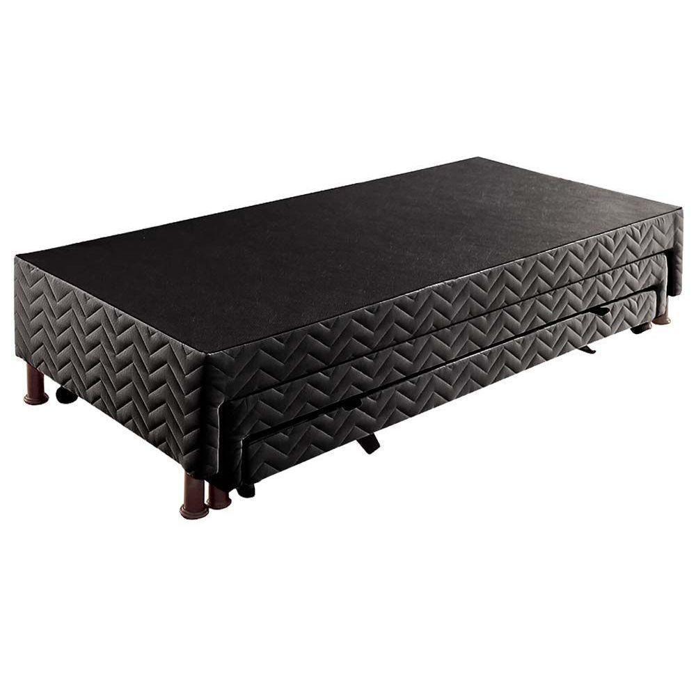 Cama Box Base C/2 Auxiliares Solteiro Universal Rústico Bordado Black (88x188x32) - Paropas - 5