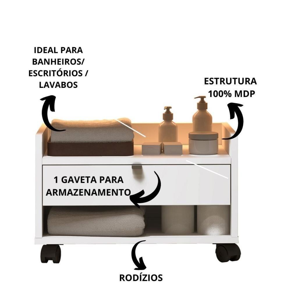 Gabinete Para Banheiro Prisma - Mdp Gaveta E Nicho Branco - J3 Móveis - 4