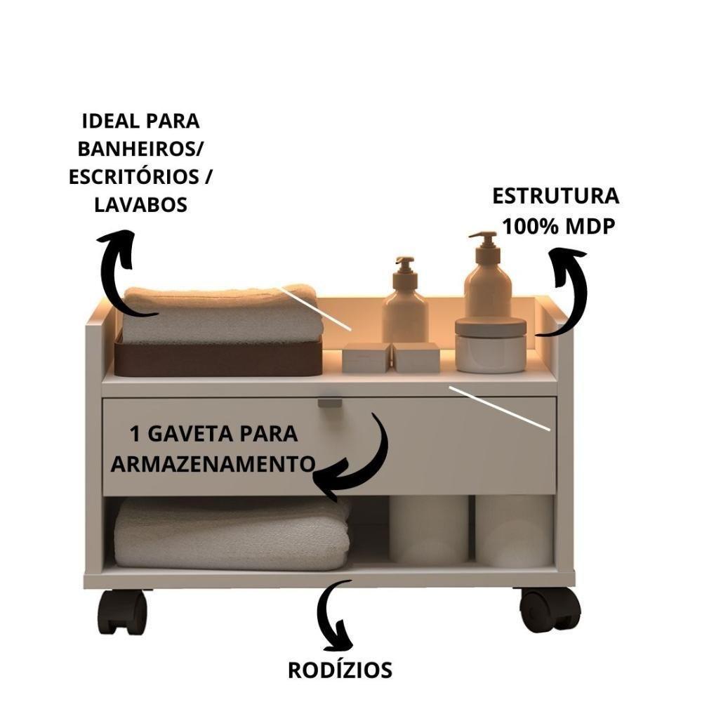 Gabinete Para Banheiro Prisma - Mdp Gaveta E Nicho Off White - J3 Móveis - 3