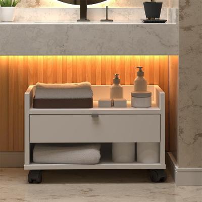 Gabinete Para Banheiro Prisma - Mdp Gaveta E Nicho Off White - J3 Móveis