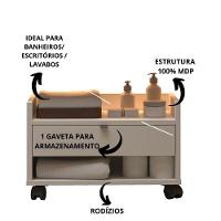 Gabinete Para Banheiro Prisma - Mdp Gaveta E Nicho Off White - J3 Móveis Off White - 2