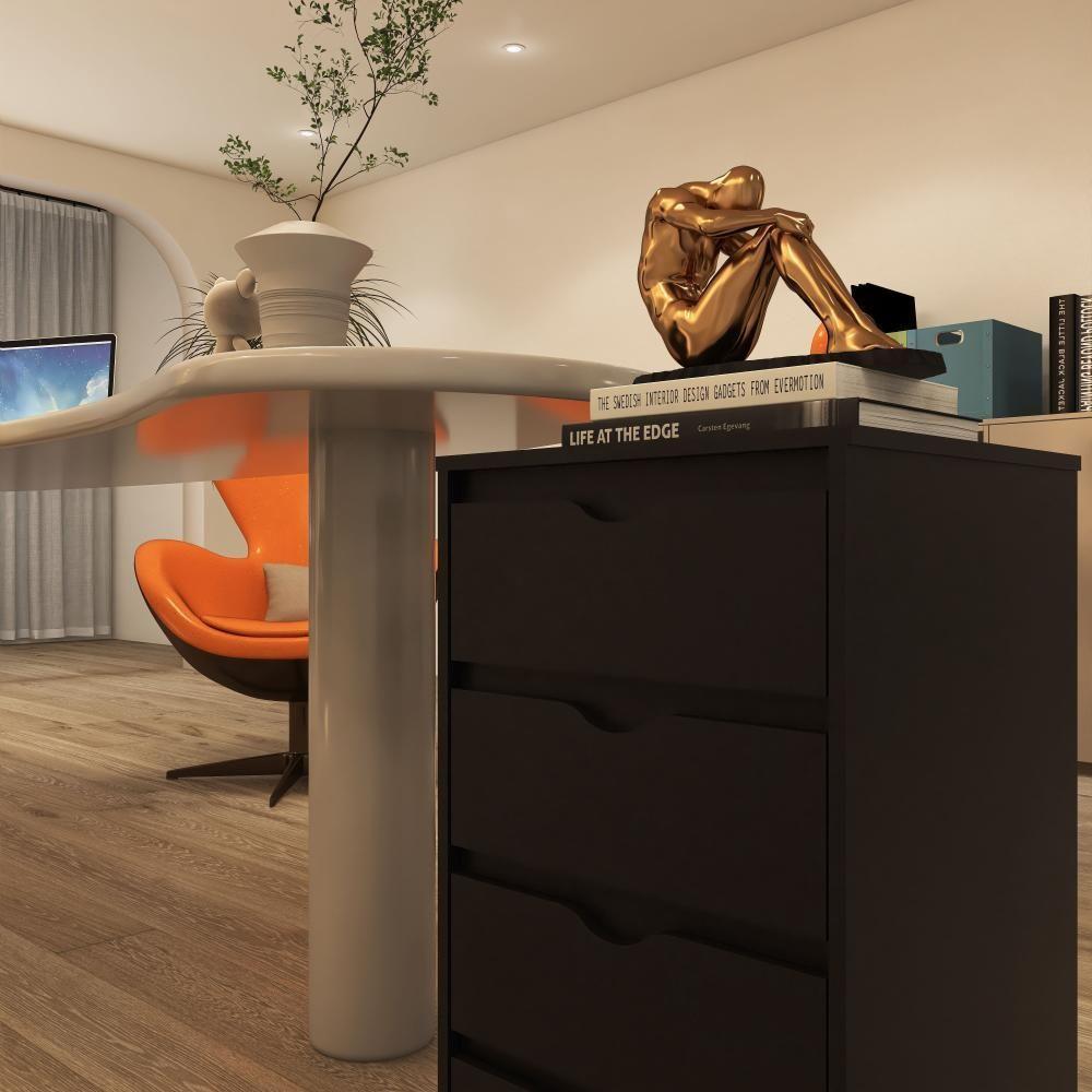 Gaveteiro Multiuso 4 Gavetas Com Rodizios Preto Preto - 8