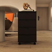 Gaveteiro Multiuso 4 Gavetas Com Rodizios Preto Preto - 2