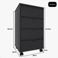 Gaveteiro Multiuso 4 Gavetas Com Rodizios Preto Preto