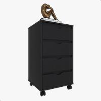 Gaveteiro Multiuso 4 Gavetas Com Rodizios Preto Preto - 9