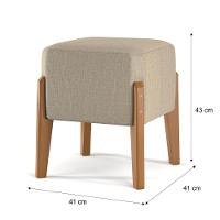 Kit 2 Puffs Quadrado Ana - Linho-eucalipto Espuma D16 Bege - Movelove - 3