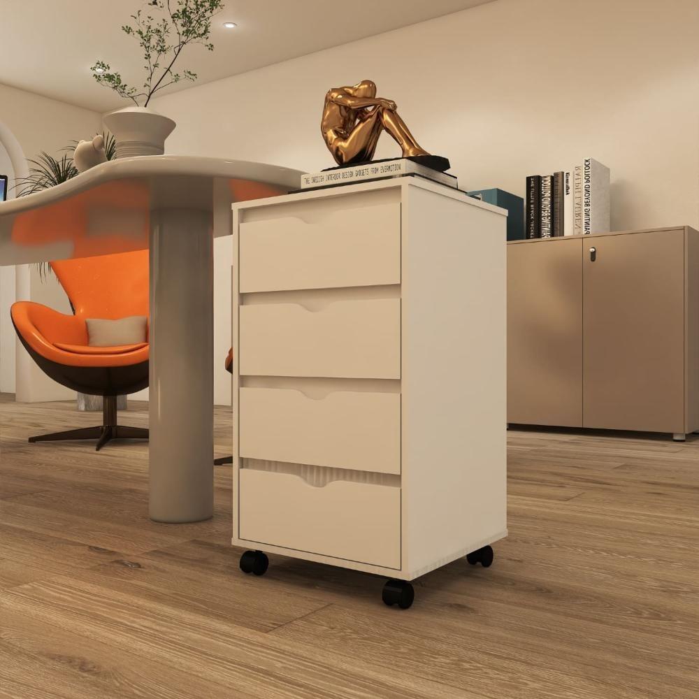 Gaveteiro Multiuso 4 Gavetas Com Rodizios Branco Branco - 1