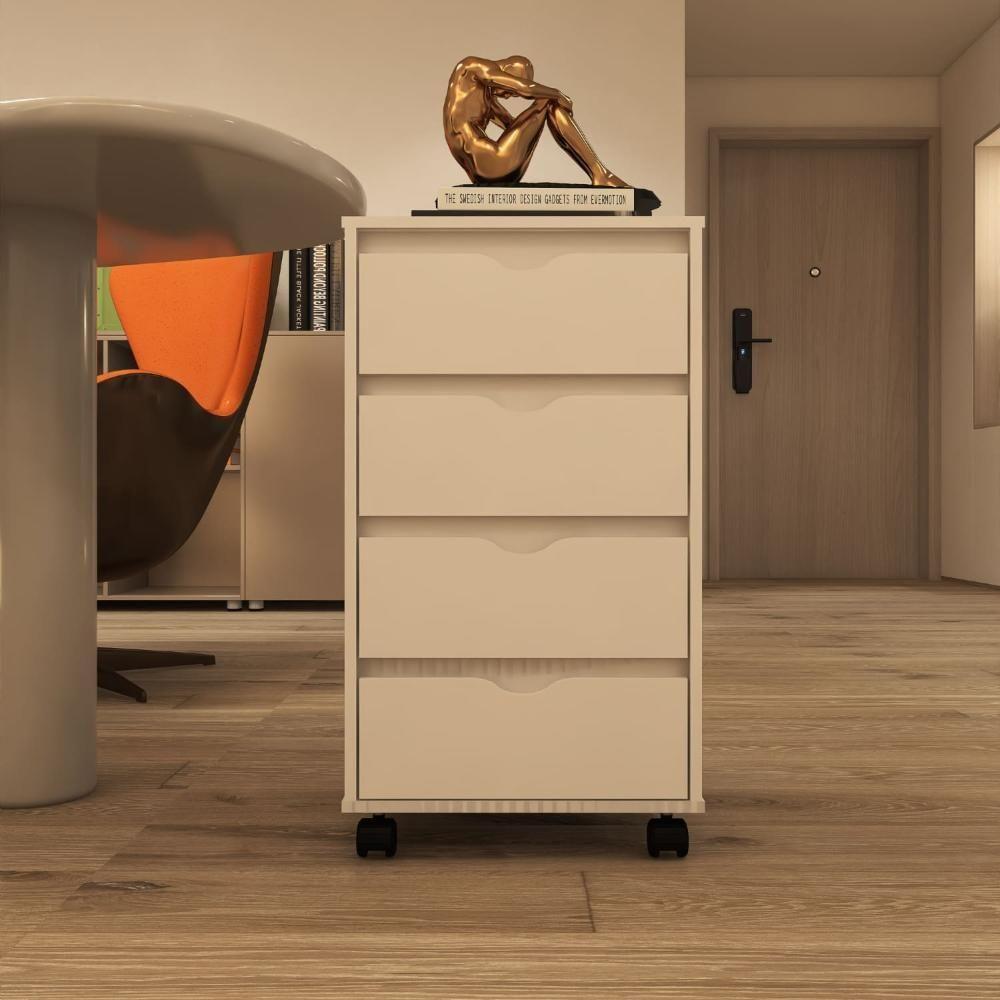 Gaveteiro Multiuso 4 Gavetas Com Rodizios Branco Branco - 2