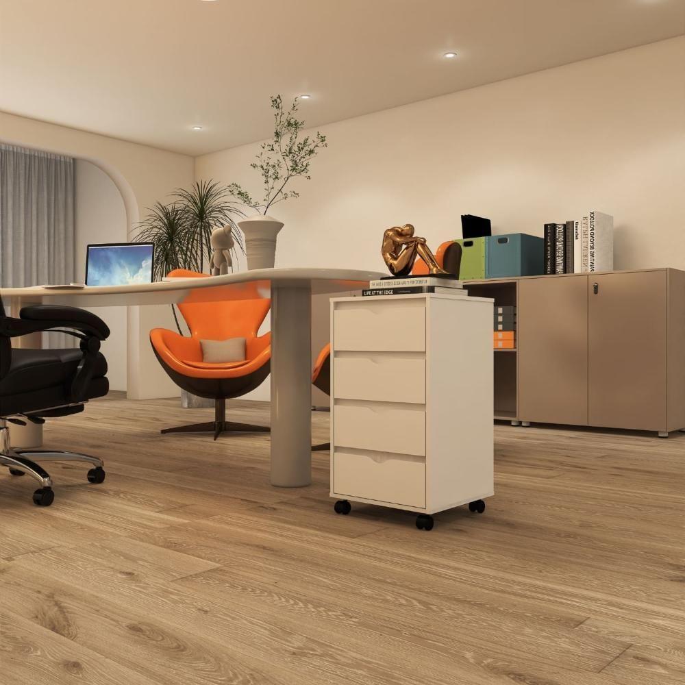 Gaveteiro Multiuso 4 Gavetas Com Rodizios Branco Branco - 3