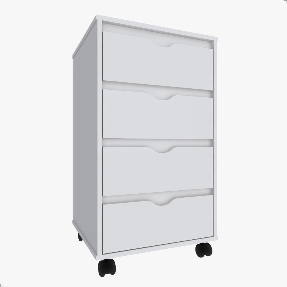 Gaveteiro Multiuso 4 Gavetas Com Rodizios Branco Branco - 8
