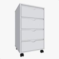 Gaveteiro Multiuso 4 Gavetas Com Rodizios Branco Branco - 8