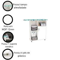 Tabua Organizadora De Passar Mdp Miami Com Nicho 1 Porta Branco - 5