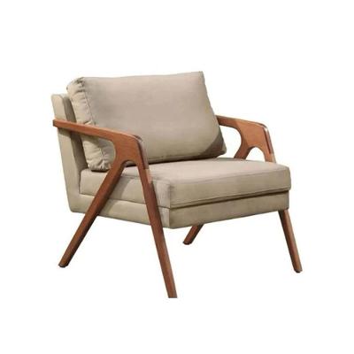 Poltrona Decorativa Monalisa Linho Bege Em Madeira Bege - Movelove Bege