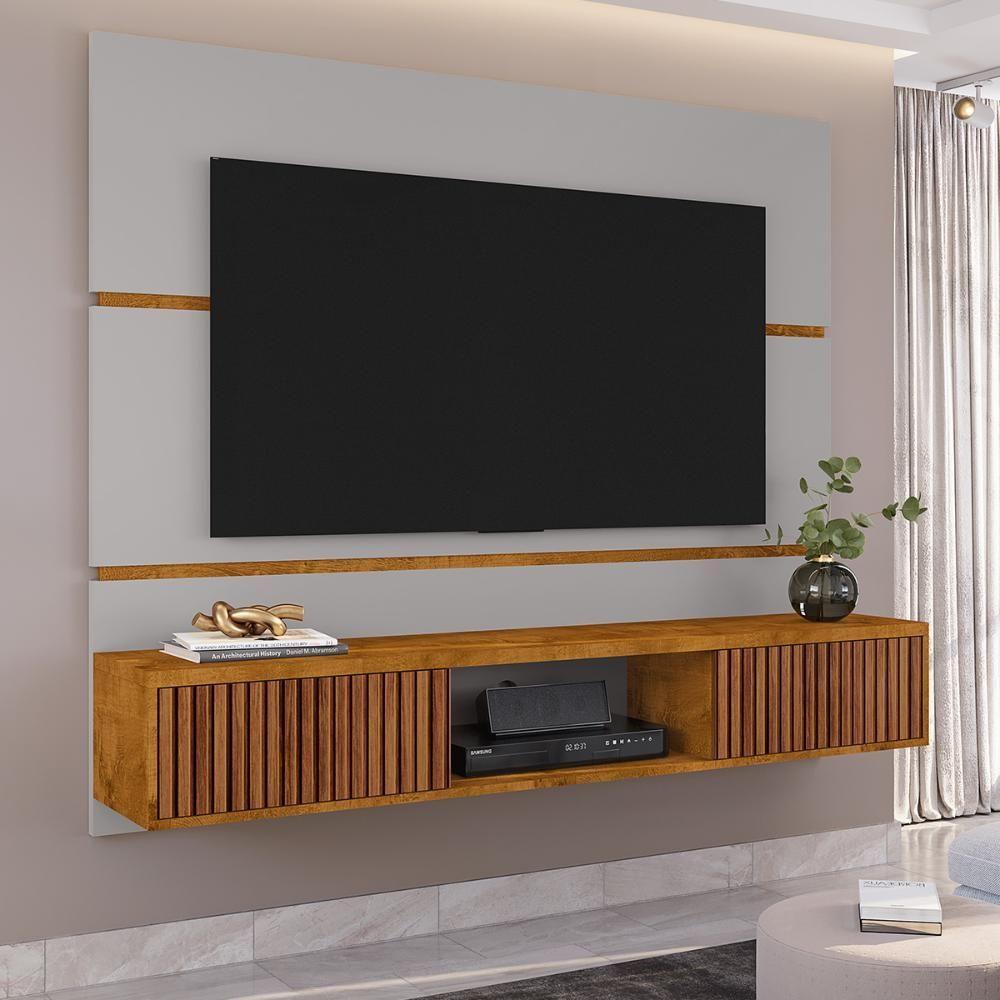 Painel Tv Ambar Sala 65 Pol. Off White naturalle ripado - 3